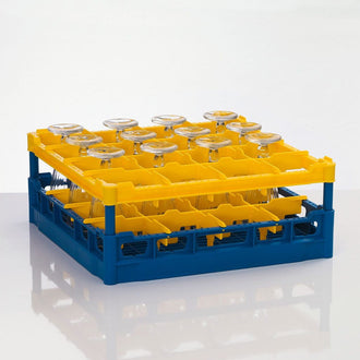 Gläserkorb aus Kunststoff 16 Gläser GH 160mm gelb 500 x 500 x 197 mm