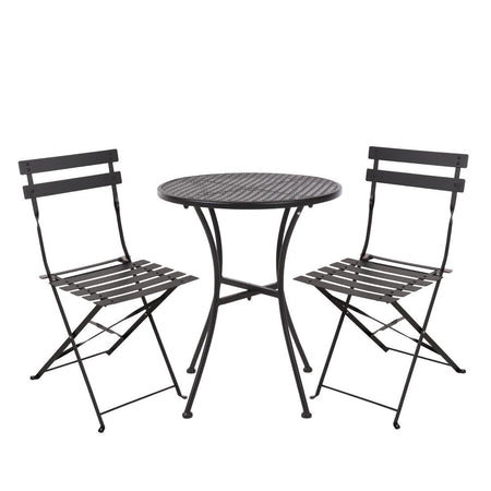 Bolero Steel Outdoor Dining Set Schwarz Tisch und zwei Stuehle Bolero Steel Outdoor Dining Set Schwarz Tisch und zwei Stuehle