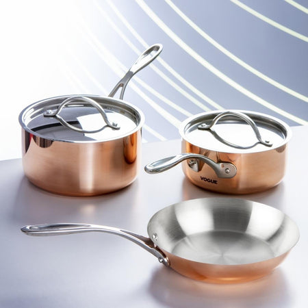 Vogue Cook Like A Pro 3-teiliges Tri-Wall-Kupfer-Kochgeschirr-Set Vogue Cook Like A Pro 3-teiliges Tri-Wall-Kupfer-Kochgeschirr-Set