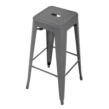 Bolero Bistro Stahlhocker Gun Metal Grey (4 Stück)