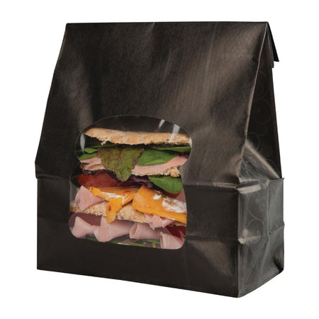 Colpac Recycelbare Sandwichtüten aus Papier mit Sichtfenster schwarz