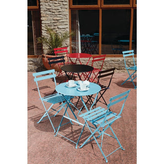 Bolero runder klappbarer Terrassentisch Stahl azurblau 60cm