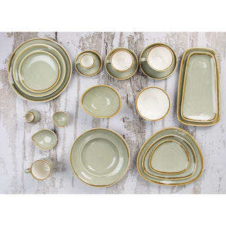 Olympia Kiln dreieckige Teller Moos 23cm (6 Stück) Olympia Kiln dreieckige Teller Moos 23cm (6 Stück)