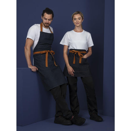 Southside Bistro Schürze Jeans-Blau Mit Bein-Tan
