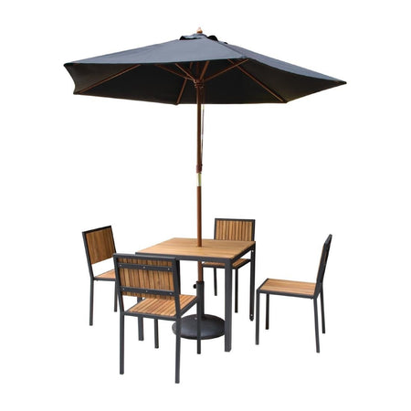 Bolero quadratischer Stahl- und Akazienholztisch 80cm