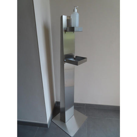 Händedesinfektionsstation mit Regalen Händedesinfektionsstation mit Regalen