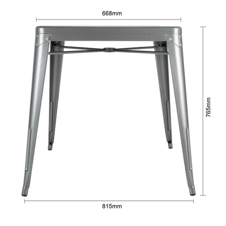 Bolero Bistro quadratischer Bistrotisch aus Stahl Grau 66cm