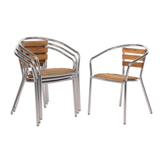 Bolero Aluminium Bistrostühle mit Rückenlehne aus Eschenholz (4 Stück) Bolero Aluminium Bistrostühle mit Rückenlehne aus Eschenholz (4 Stück)