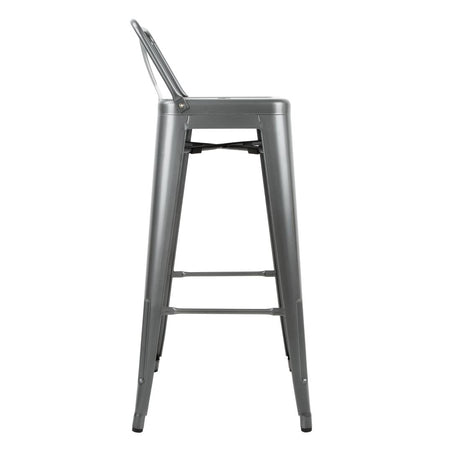 Bolero Bistro Stahlhocker mit Rückenlehne Gun Metal Grey (4 Stück) Bolero Bistro Stahlhocker mit Rückenlehne Gun Metal Grey (4 Stück)