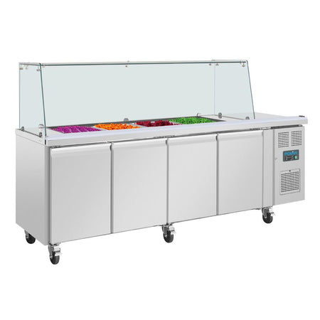 Polar U-Serie Premium Viertürige Saladette Thekenkühlschrank mit Schutz