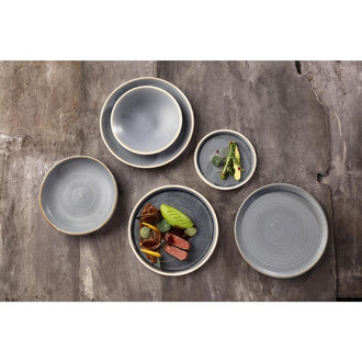 Olympia Canvas runder Teller mit schmalem Rand granit-blau 26,5cm