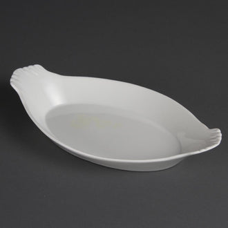Olympia Whiteware ovale Gratinschalen weiß 32 x 17,7cm (6 Stück)